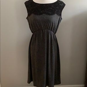 Loft maternity grey dress with lace detail - M